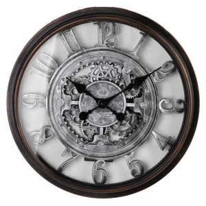 Zegar ścienny retro podświetlany LED duży 50cm czarny ruchomy mechanizm HTBE0333 