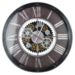 Zegar ścienny retro duży podświetlany LED ruchomy mechanizm 75x75x8cm HTBE0272