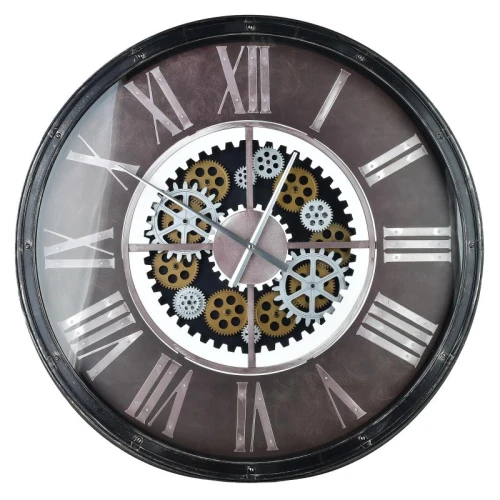 Zegar ścienny retro duży podświetlany LED ruchomy mechanizm 75x75x8cm HTBE0272