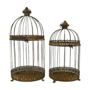 Klatka metalowa dekoracyjna złota antyczna kpl. 2 szt 63/55cm 185871