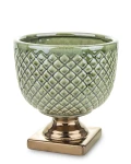 Osłonka donica doniczka ceramiczna zielono złota 18,5x17x17 136875