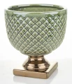 Osłonka donica doniczka ceramiczna zielono złota 18,5x17x17 136875