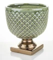 Osłonka donica doniczka ceramiczna zielono złota 18,5x17x17 136875