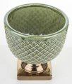 Osłonka donica doniczka ceramiczna zielono złota 18,5x17x17 136875