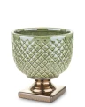 Osłonka donica doniczka ceramiczna zielono złota  16x15x15 136874