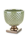 Osłonka donica doniczka ceramiczna zielono złota  16x15x15 136874