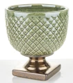 Osłonka donica doniczka ceramiczna zielono złota  16x15x15 136874