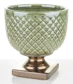 Osłonka donica doniczka ceramiczna zielono złota  16x15x15 136874