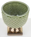 Osłonka donica doniczka ceramiczna zielono złota  16x15x15 136874