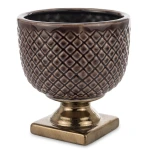 Osłonka donica doniczka ceramiczna brązowo złota  18x17,5x17,5 158235