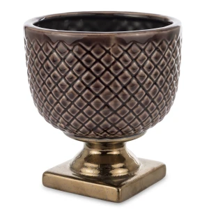 Osłonka donica doniczka ceramiczna brązowo złota  18x17,5x17,5 158235