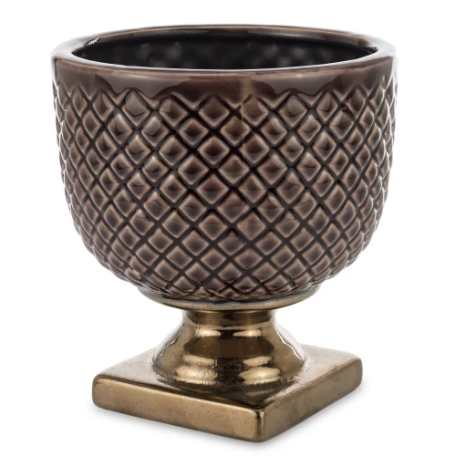 Osłonka donica doniczka ceramiczna brązowo złota  18x17,5x17,5 158235