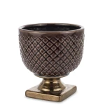 Osłonka donica doniczka ceramiczna brązowo złota  16x15x15 158234