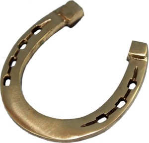 Podkowa na szczęście mosiądz mosiężna złota 11x10 cm 86568